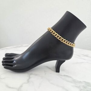Gold Cuban Link Anklet Chunky Statement Jewelry